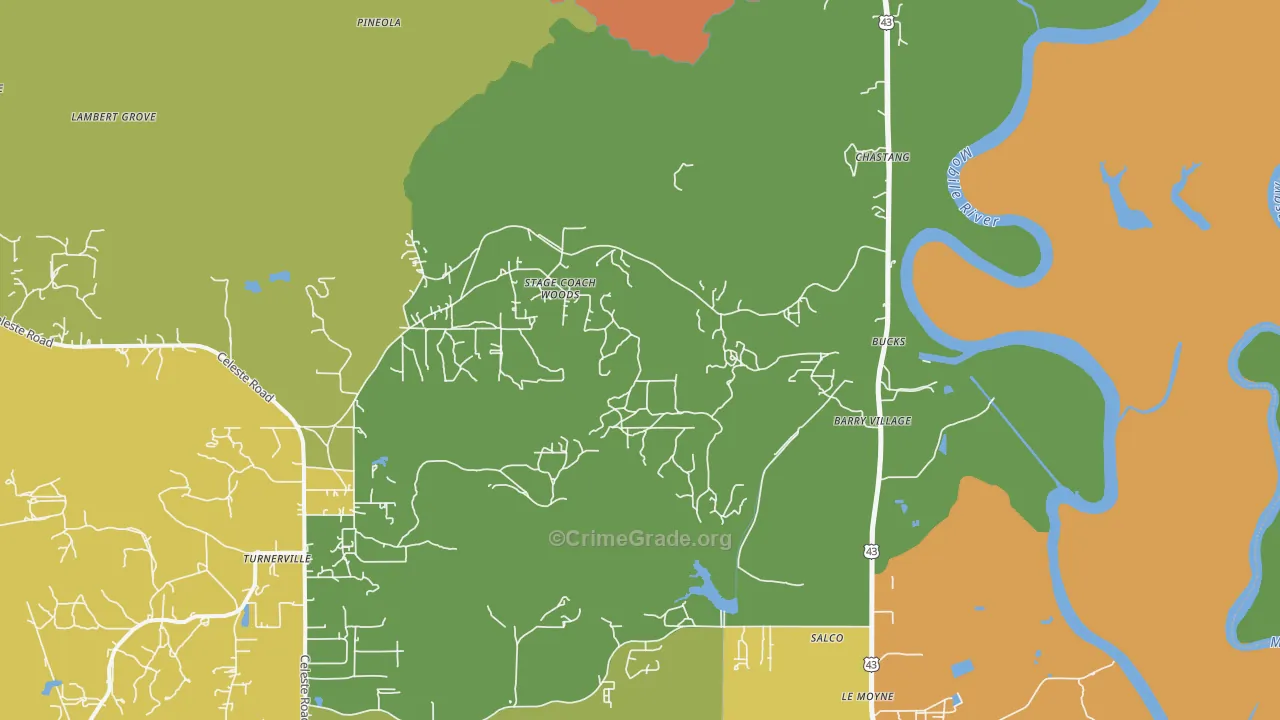 Bucks, AL Map of Burglary Rates