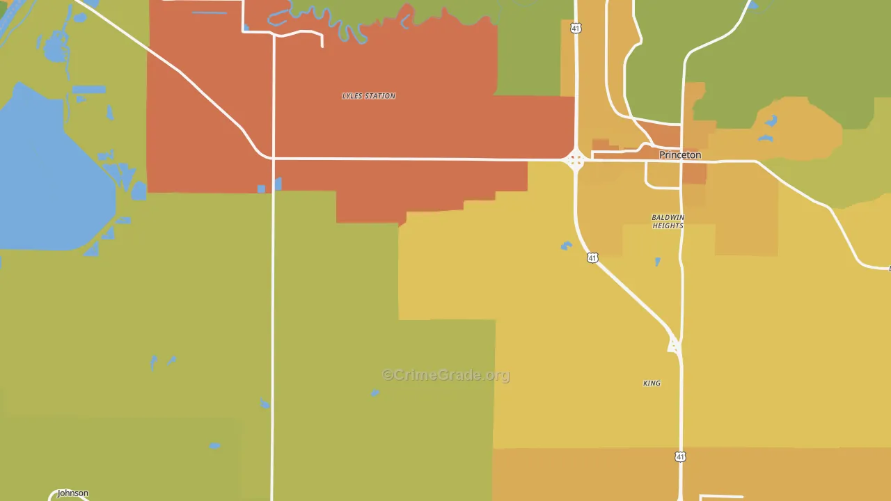 Buckskin, IN Map of Burglary Rates