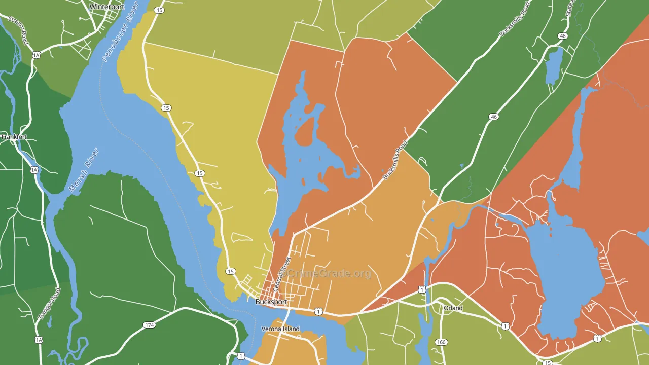 Bucksport, ME Map of Burglary Rates