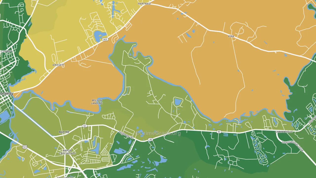 Bucksville, SC Map of Burglary Rates