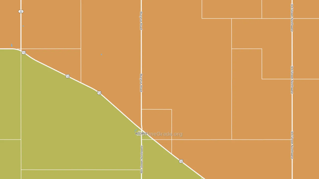 Bucyrus, ND Map of Burglary Rates