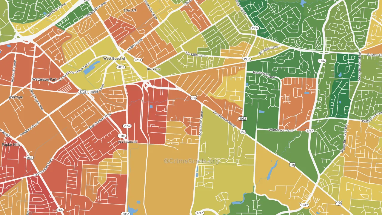 Buechel, Louisville, KY Map of Burglary Rates