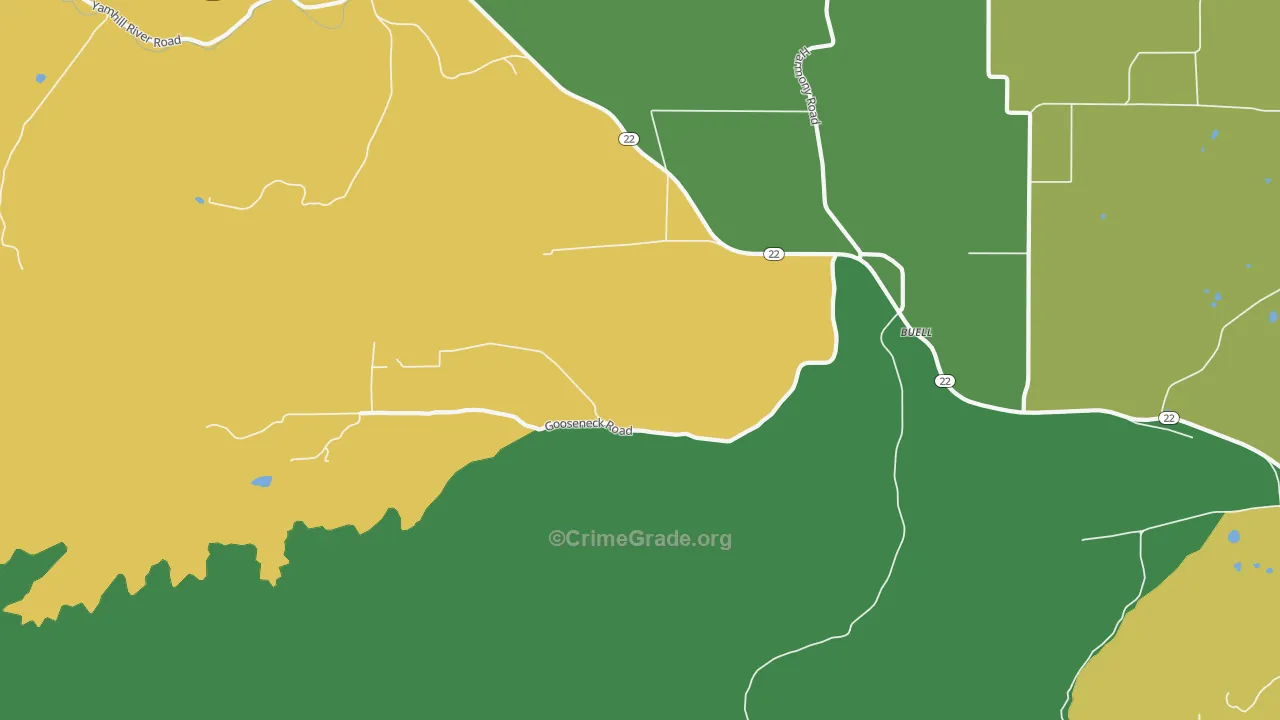 Buell, OR Map of Burglary Rates