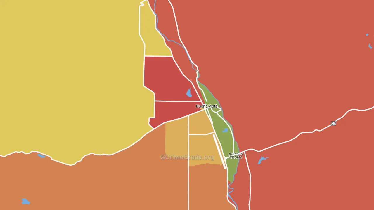 Buena Vista, CO Map of Burglary Rates