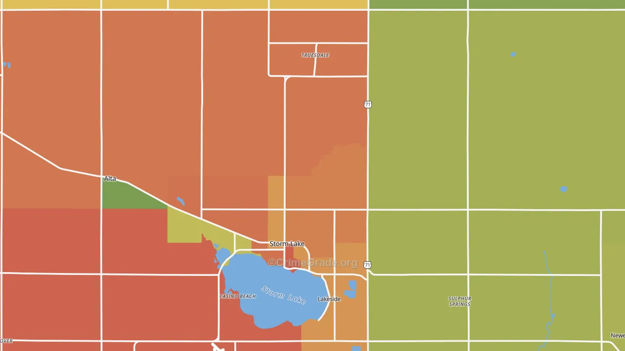 Buena Vista County, IA Map of Burglary Rates