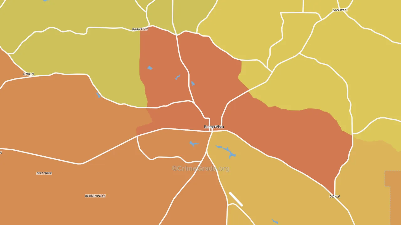Buena Vista, GA Map of Burglary Rates