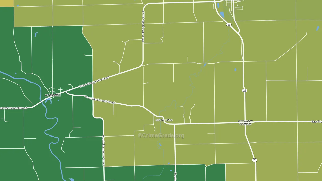 Buena Vista, IL Map of Burglary Rates