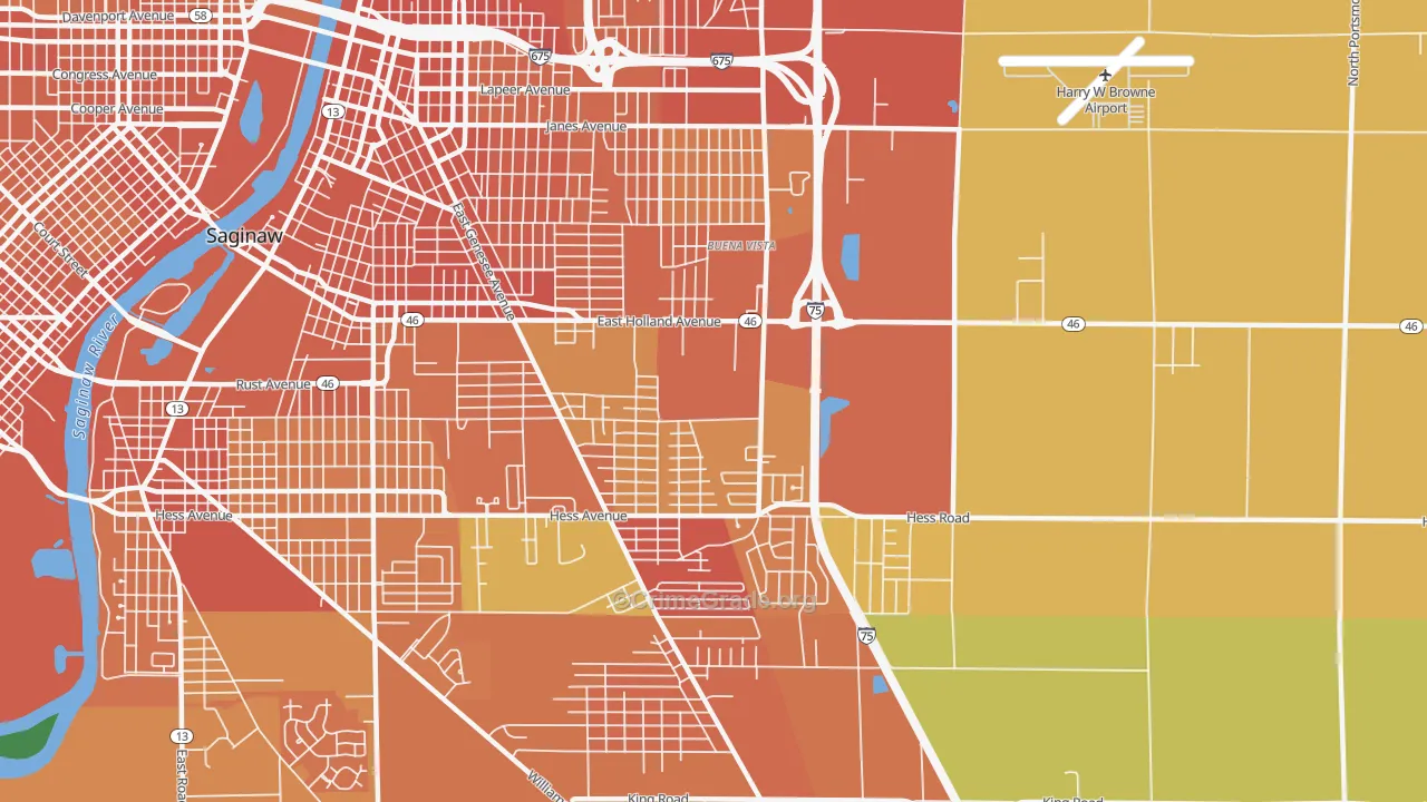 Buena Vista, MI Map of Burglary Rates