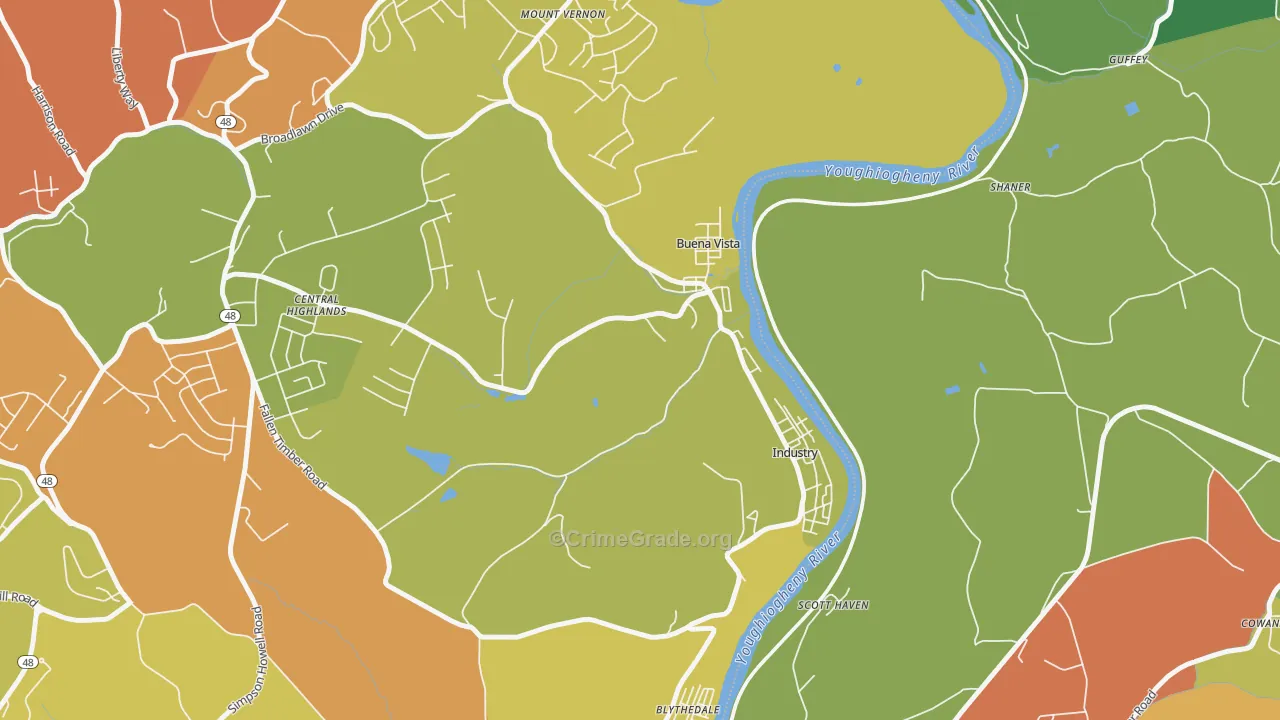 Buena Vista, PA Map of Burglary Rates