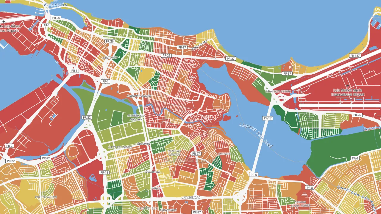Buena Vista Santurce, San Juan, PR Map of Burglary Rates