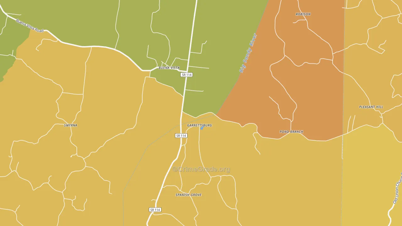 Buena Vista, TN Map of Burglary Rates