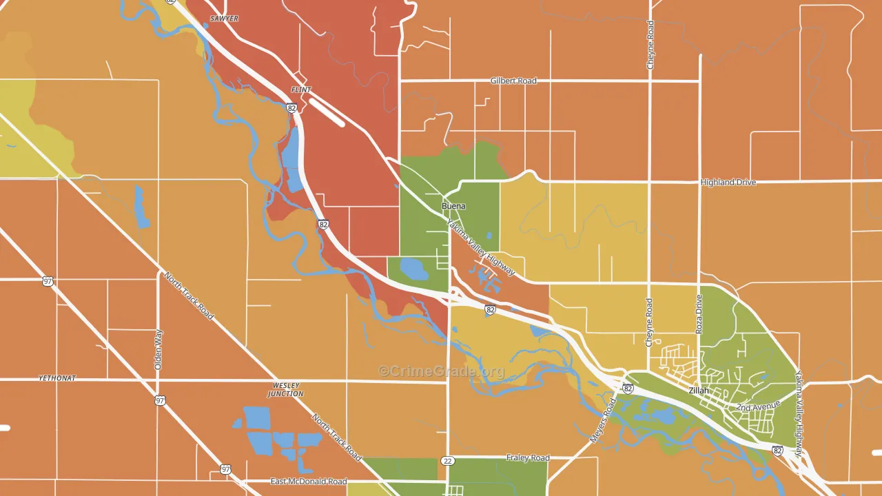 Buena, WA Map of Burglary Rates