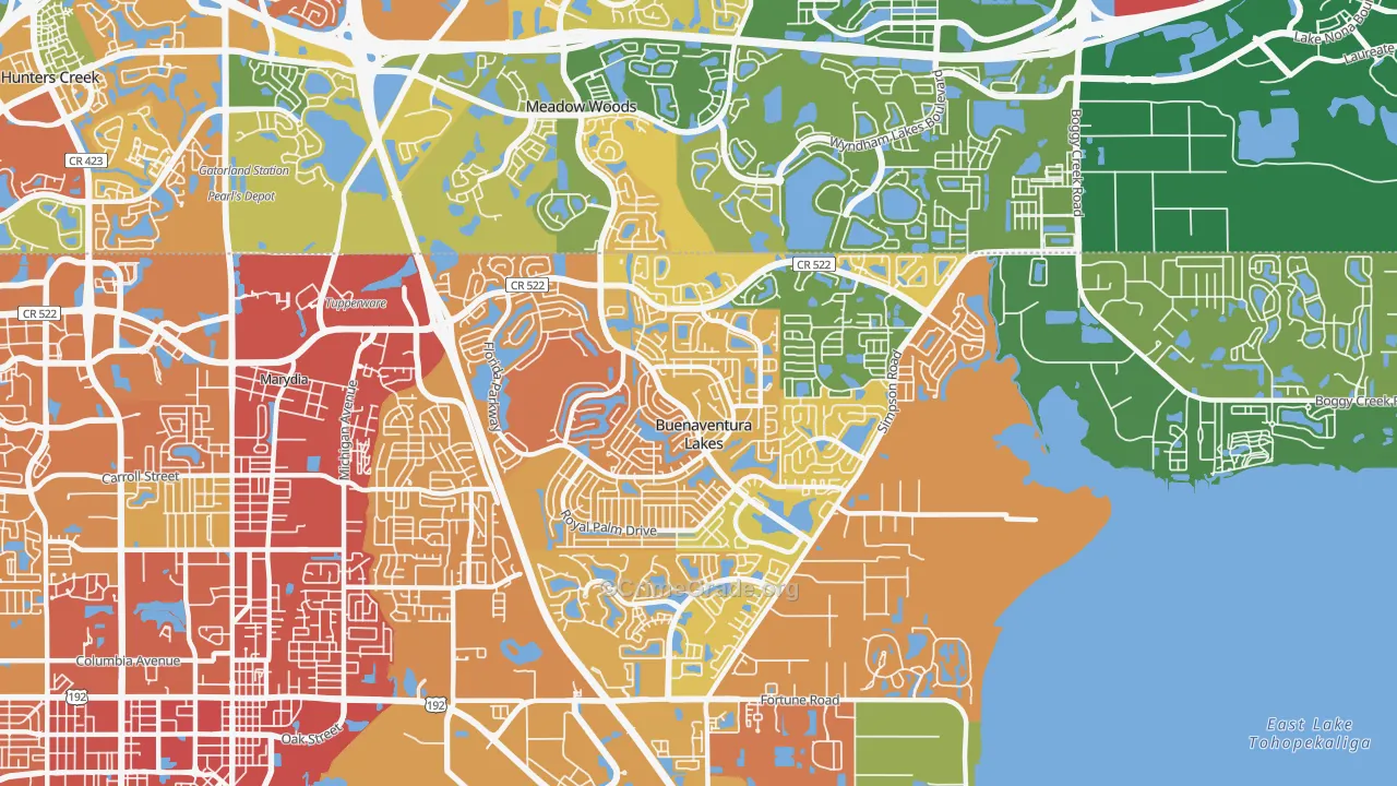 Buenaventura Lakes, FL Map of Burglary Rates