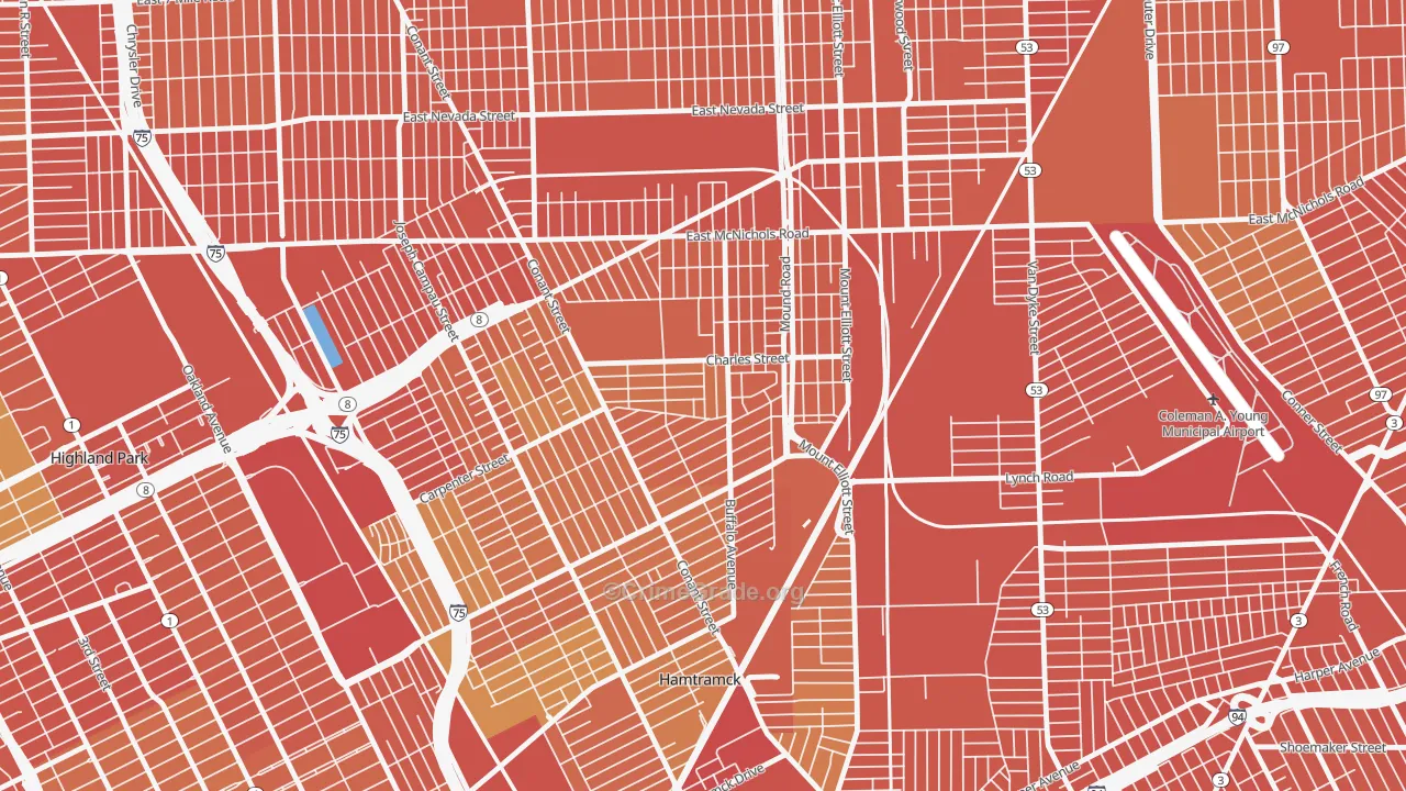 Buffalo Charles, Detroit, MI Map of Burglary Rates