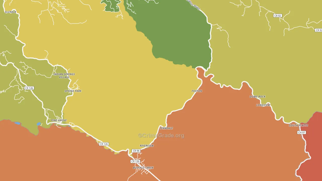 Buffalo Creek, CO Map of Burglary Rates