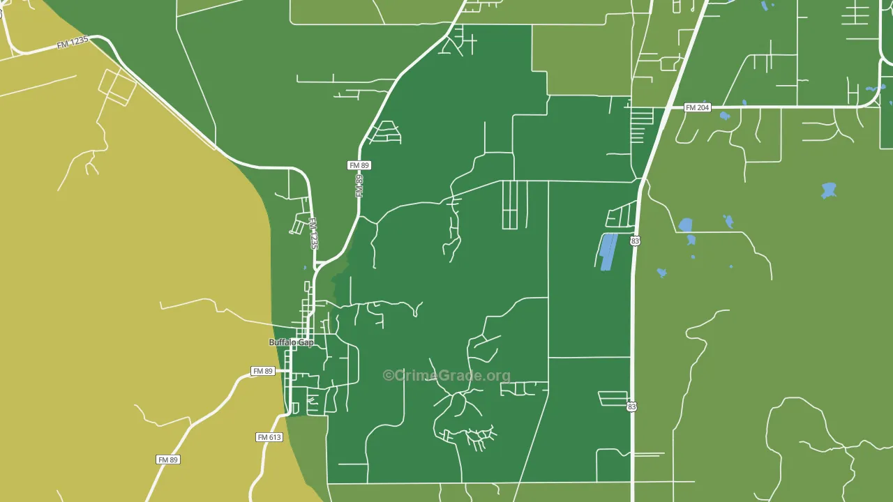 Buffalo Gap, TX Map of Burglary Rates