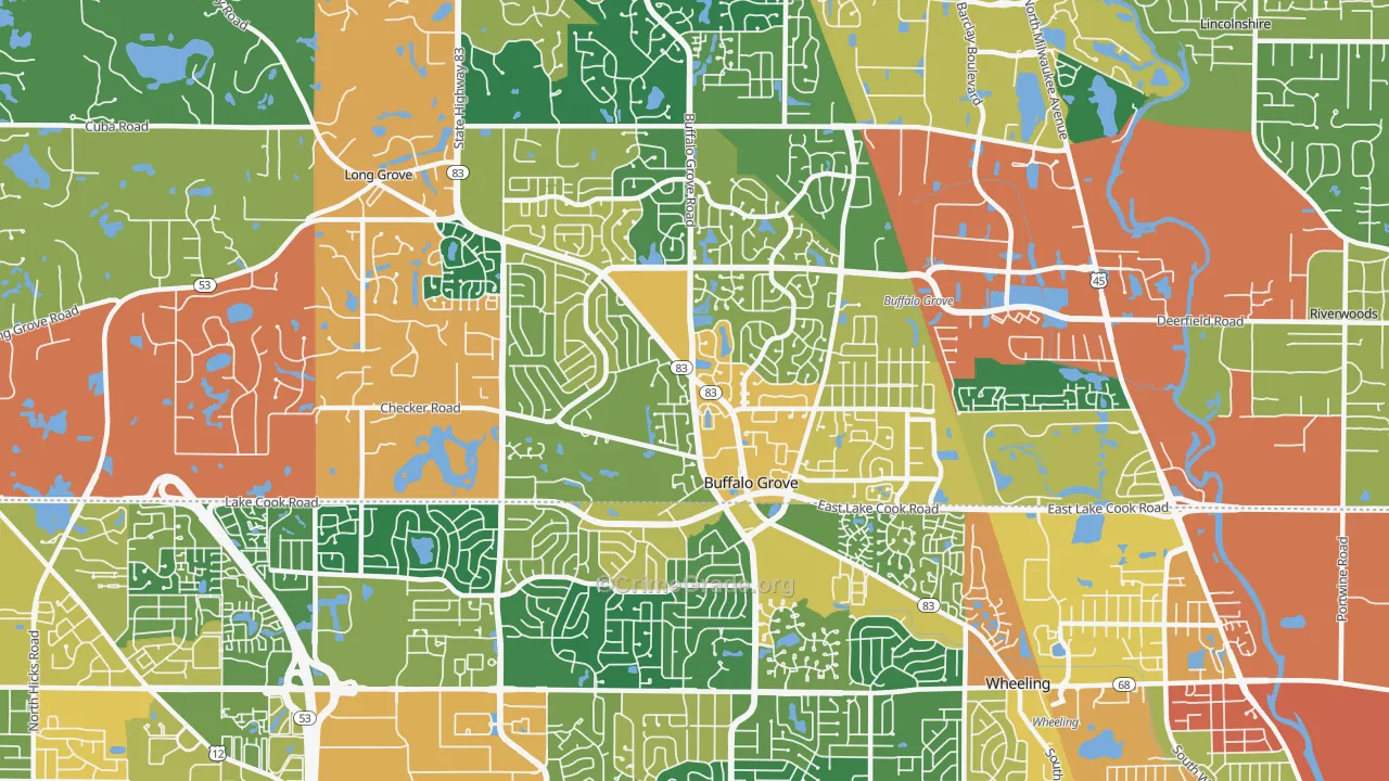 Buffalo Grove, IL Map of Burglary Rates