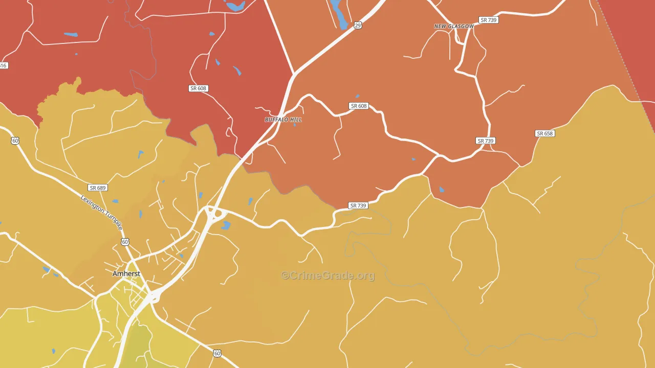 Buffalo Hill, VA Map of Burglary Rates