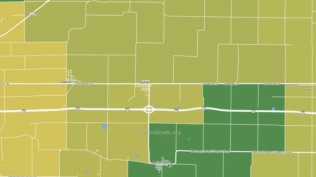 Buffalo, IL Map of Burglary Rates