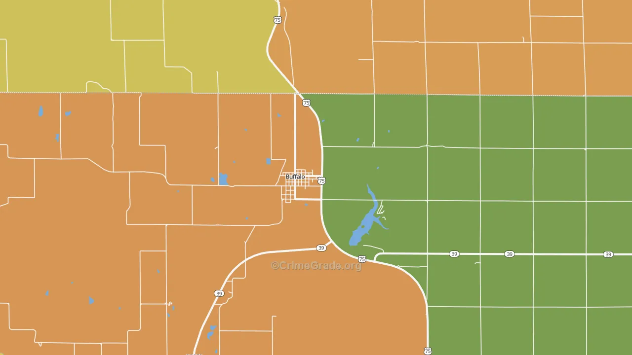 Buffalo, KS Map of Burglary Rates