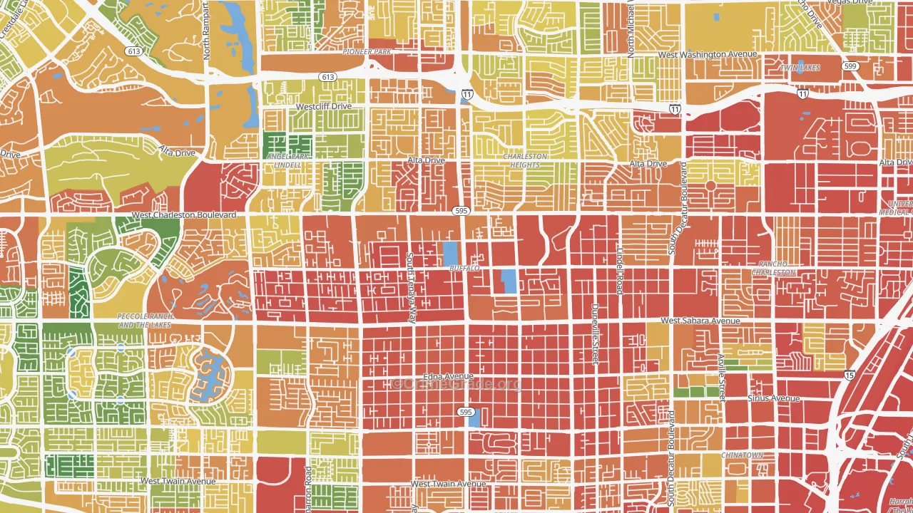 Buffalo, Las Vegas, NV Map of Burglary Rates