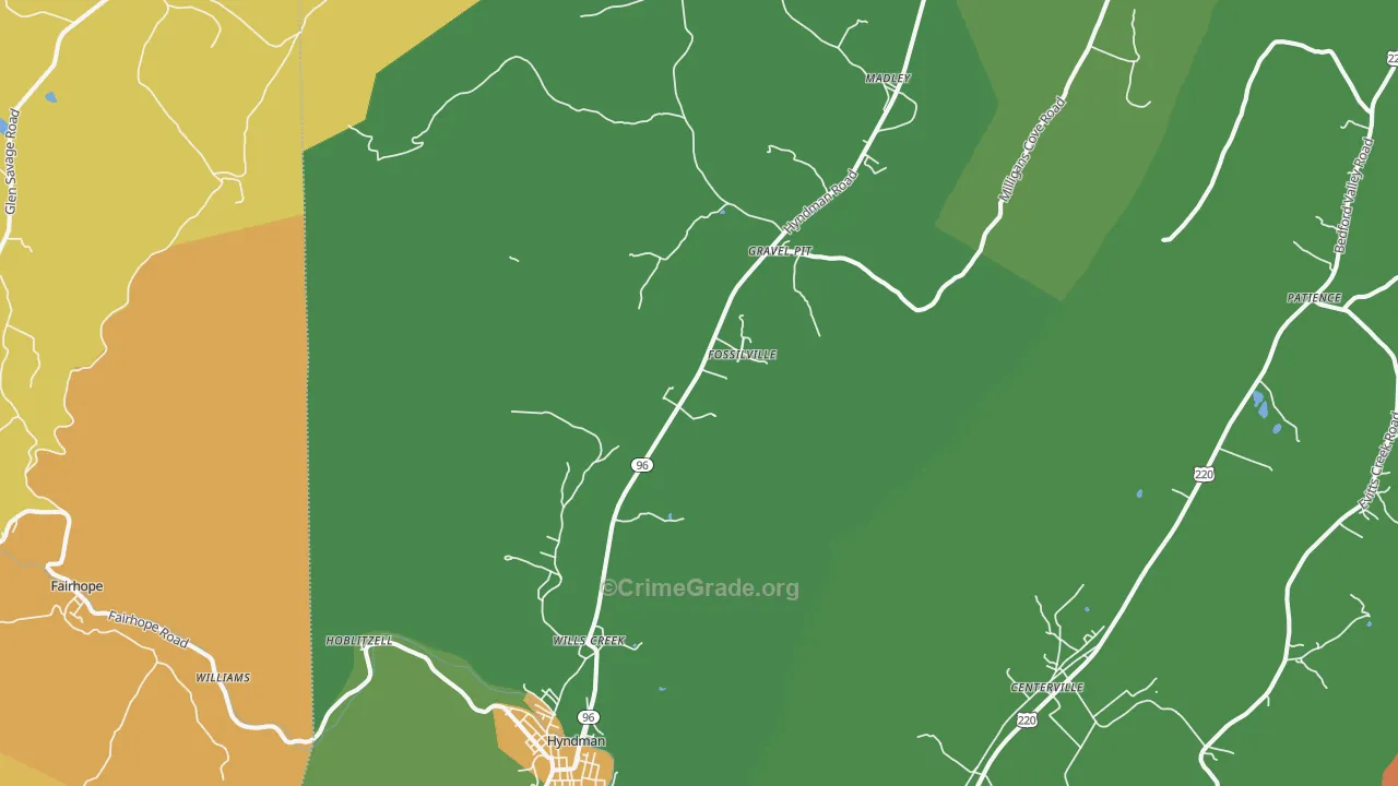Buffalo Mills, PA Map of Burglary Rates