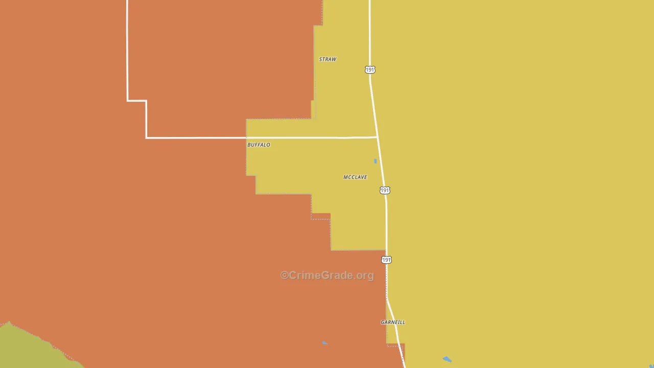 Buffalo, MT Map of Burglary Rates