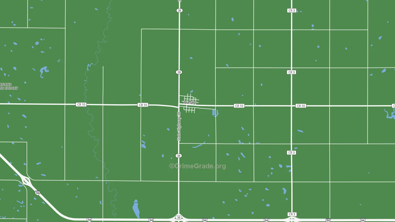 Buffalo, ND Map of Burglary Rates