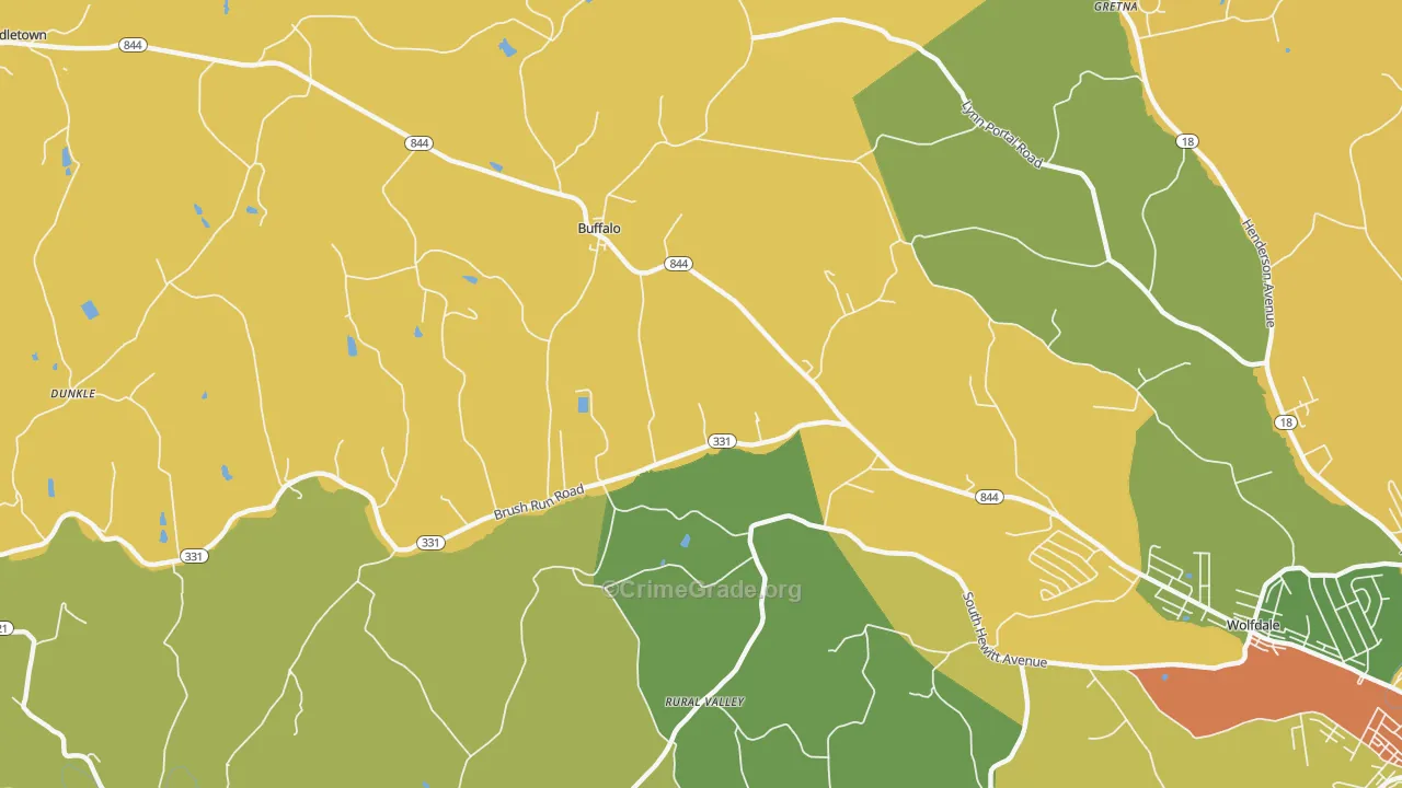 Buffalo, PA Map of Burglary Rates