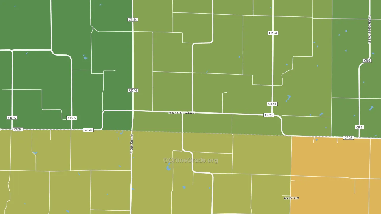Buffalo Prairie, IL Map of Burglary Rates