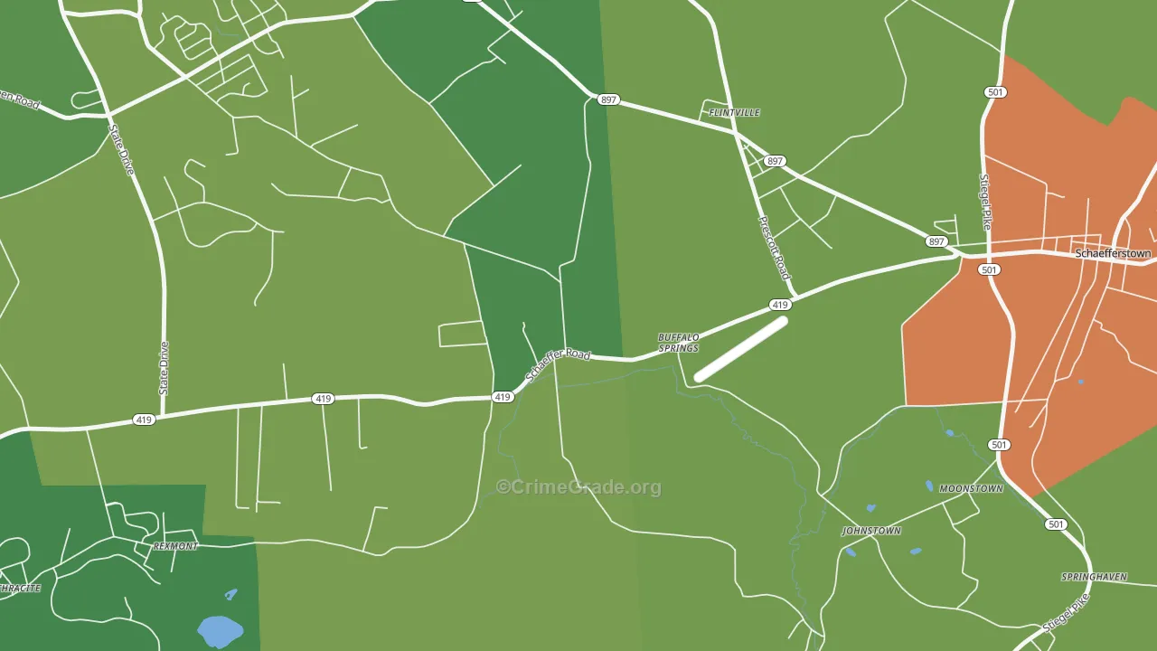 Buffalo Springs, PA Map of Burglary Rates