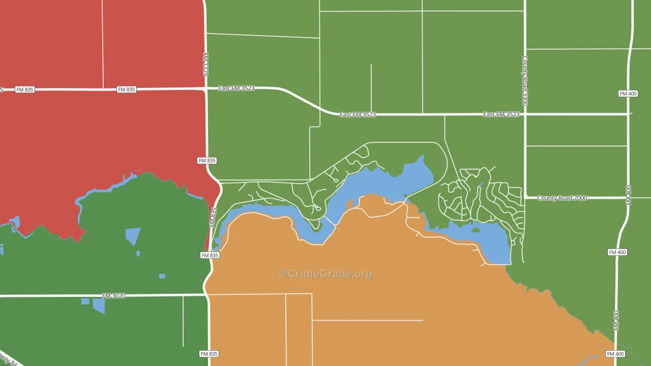 Buffalo Springs, TX Map of Burglary Rates