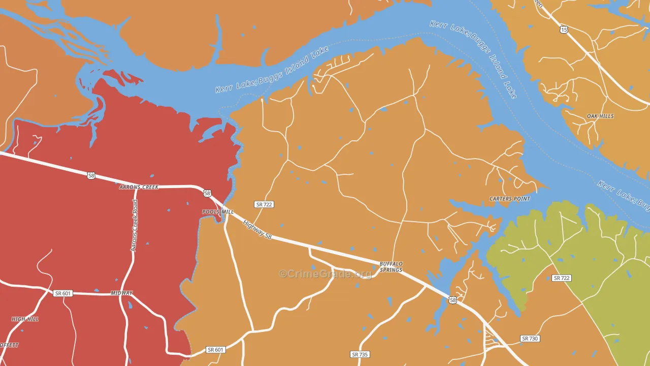 Buffalo Springs, VA Map of Burglary Rates
