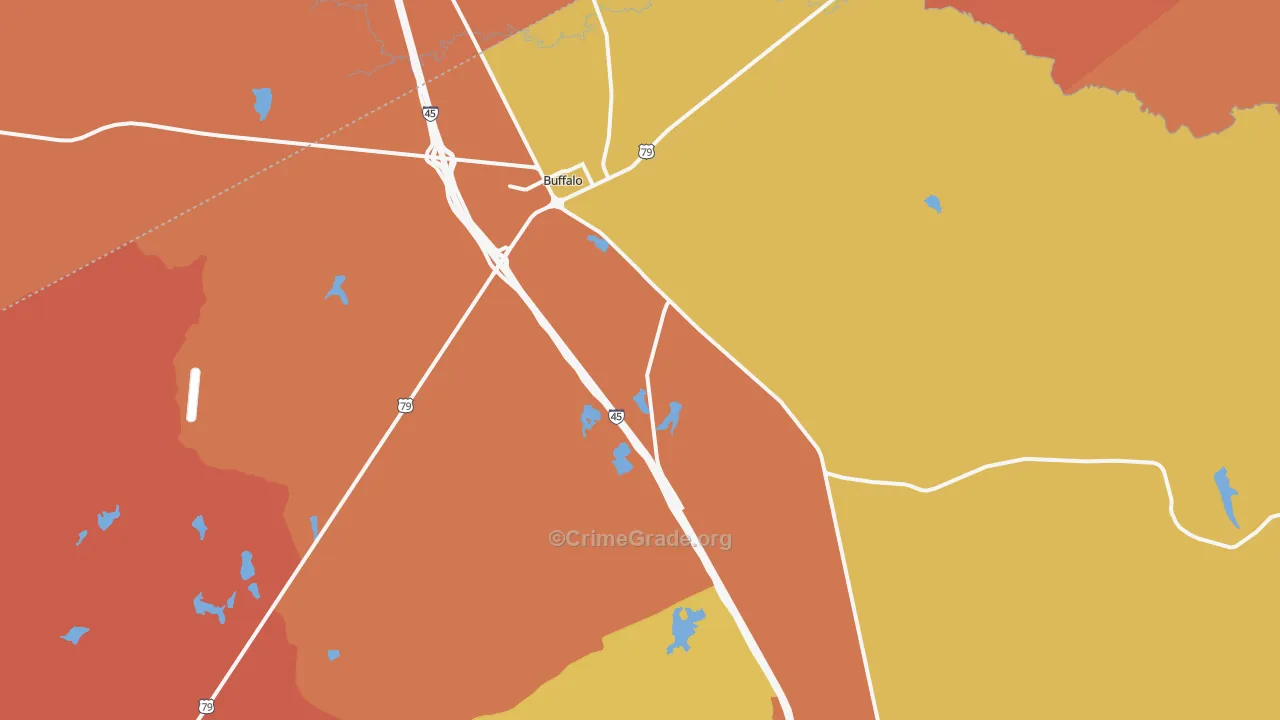 Buffalo, TX Map of Burglary Rates