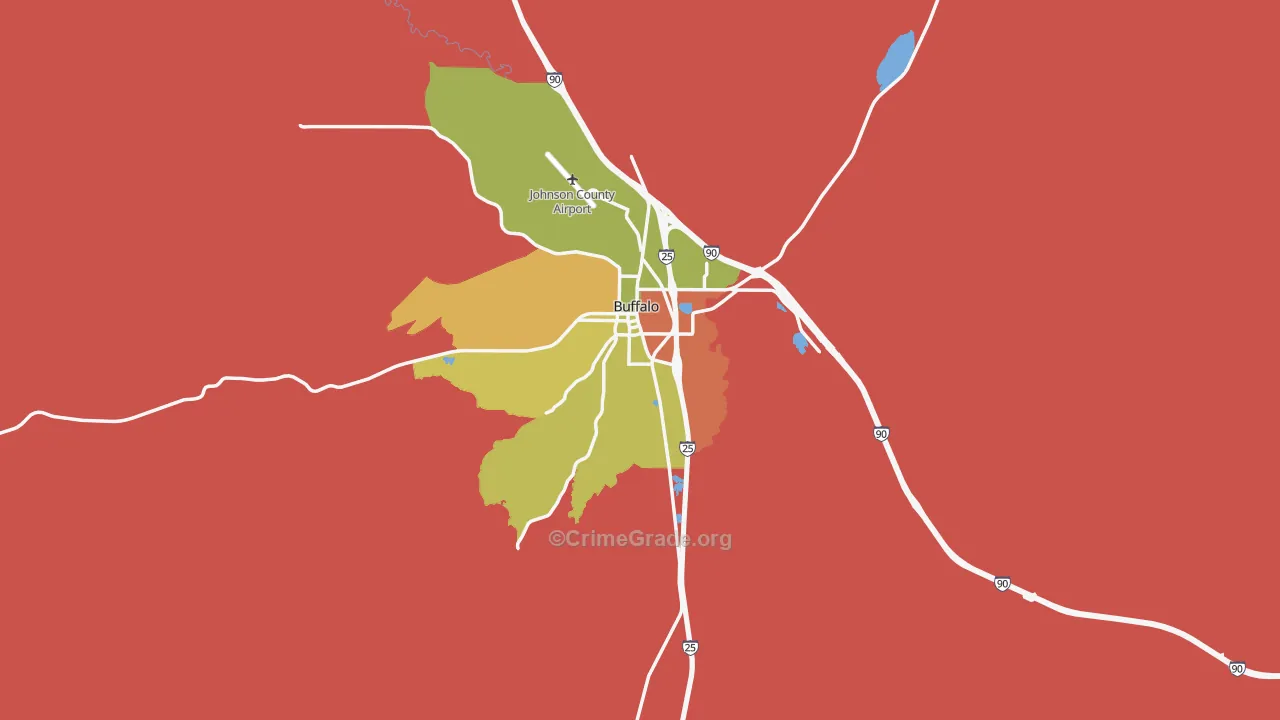 Buffalo, WY Map of Burglary Rates