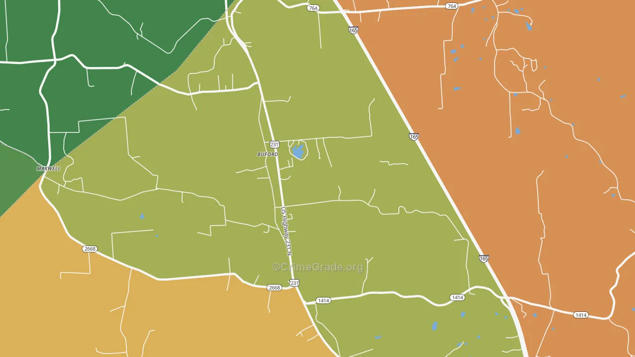 Buford, KY Map of Burglary Rates