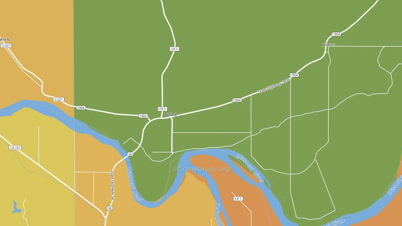 Buford, ND Map of Burglary Rates
