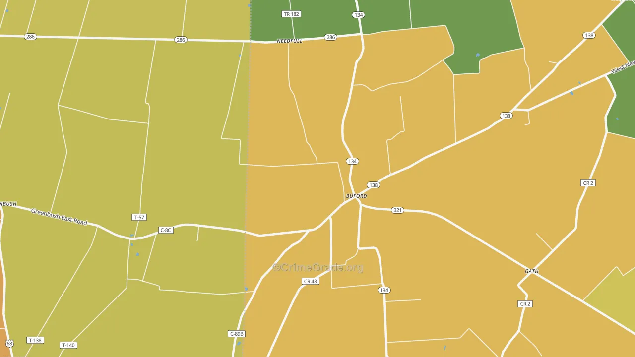 Buford, OH Map of Burglary Rates