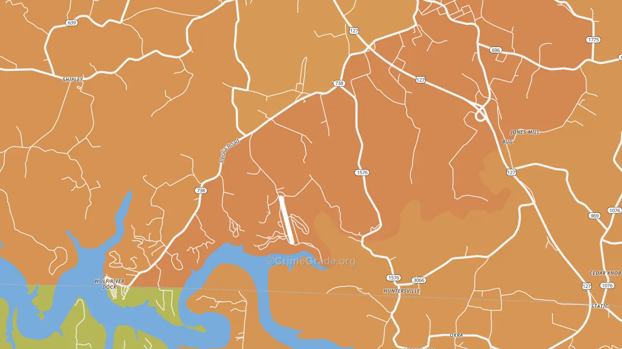 Bug, KY Map of Burglary Rates