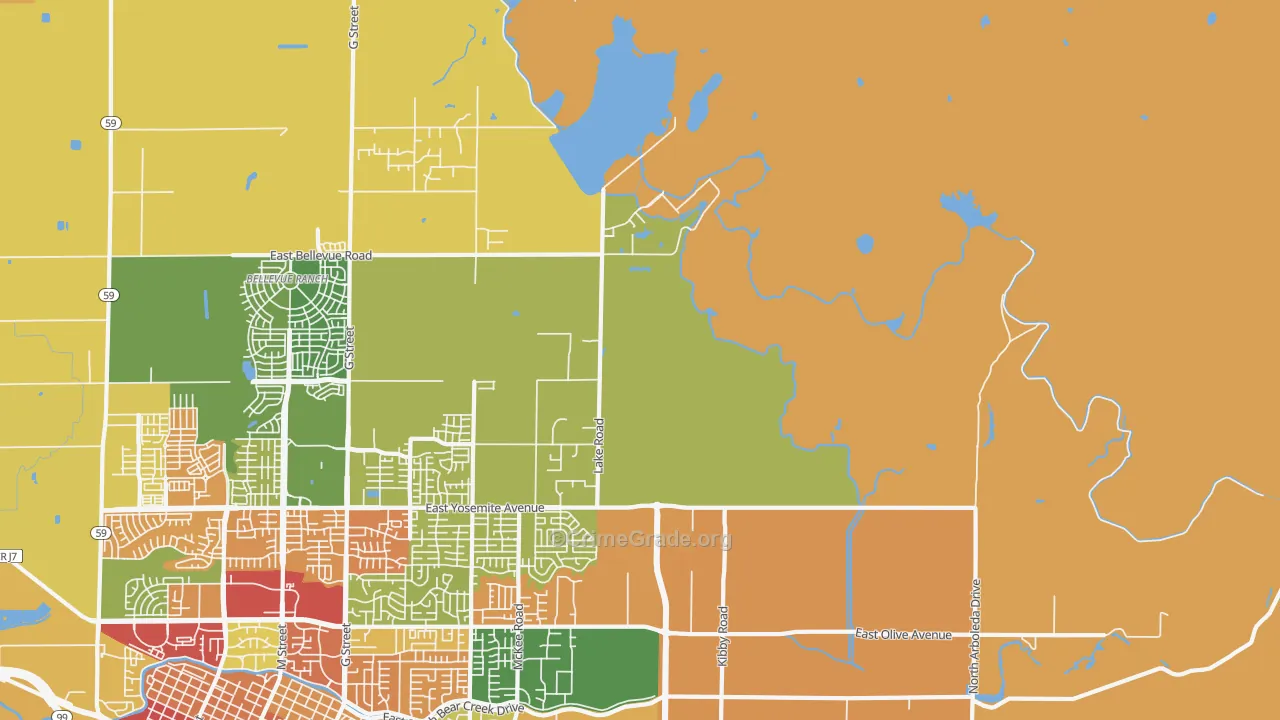 Buhach, CA Map of Burglary Rates