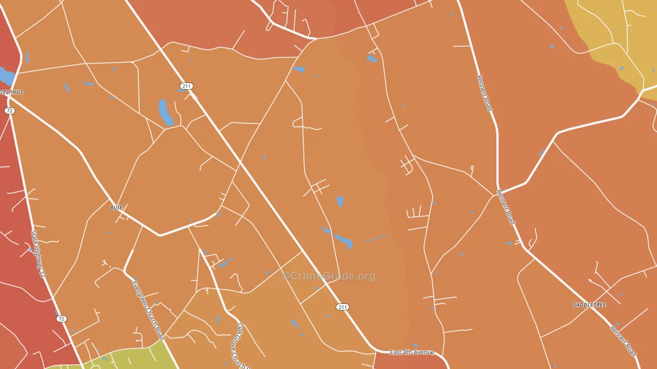 Buie, NC Map of Burglary Rates