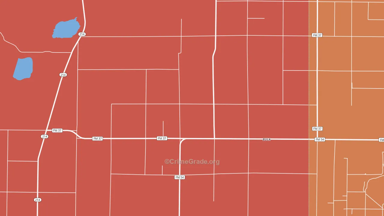 Bula, TX Map of Burglary Rates