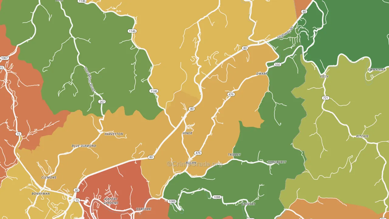 Bulan, KY Map of Burglary Rates