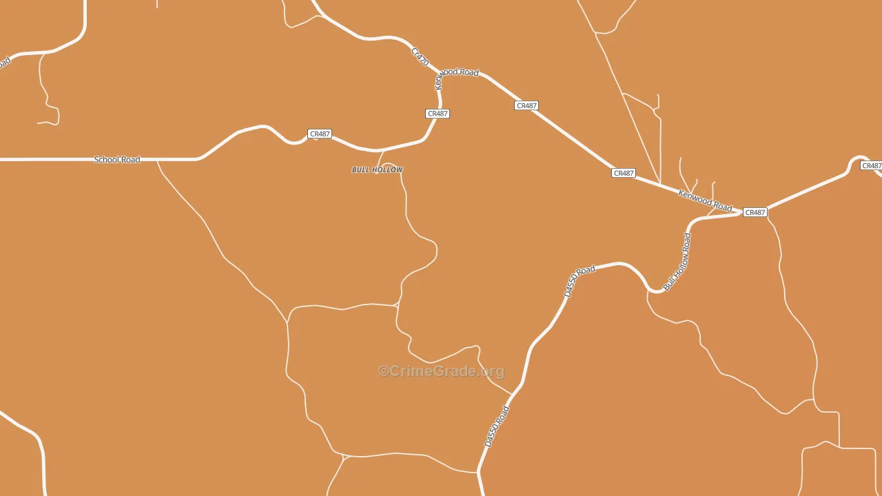 Bull Hollow, OK Map of Burglary Rates