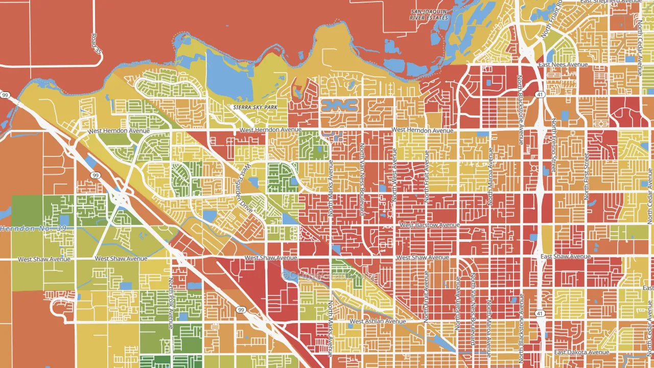 Bullard, Fresno, CA Map of Burglary Rates