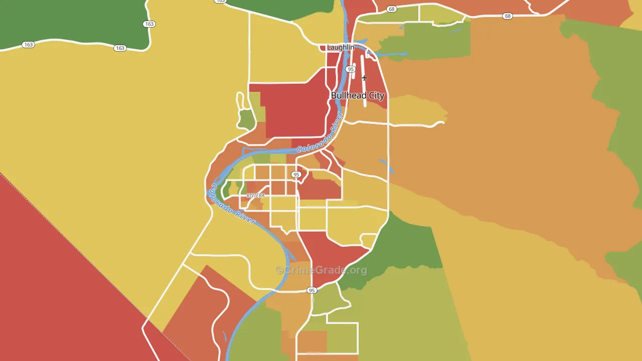 Bullhead City, AZ Map of Burglary Rates