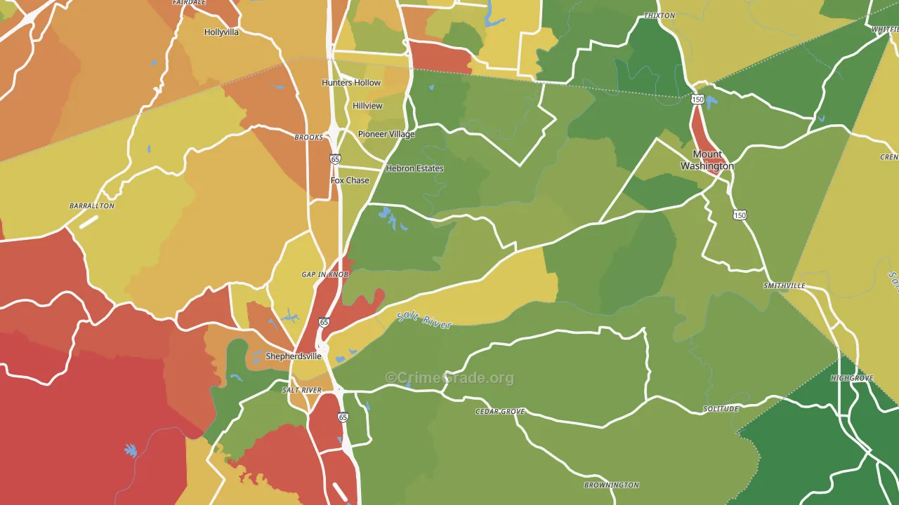 Bullitt County, KY Map of Burglary Rates