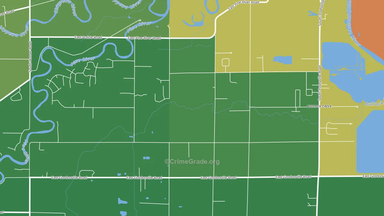 Bullock Creek, MI Map of Burglary Rates