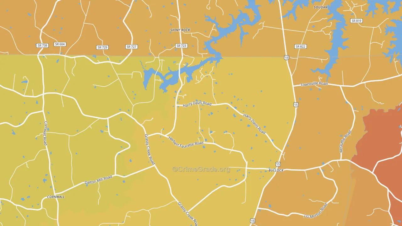 Bullock, NC Map of Burglary Rates
