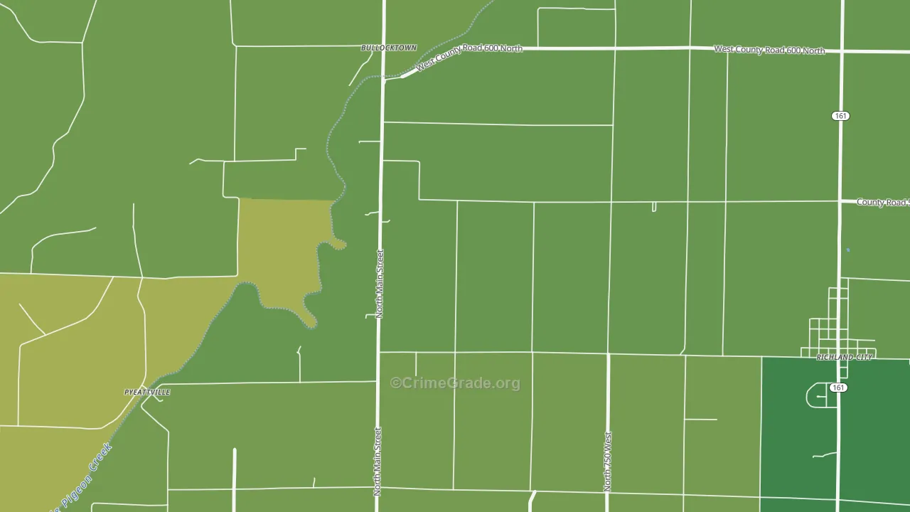 Bullocktown, IN Map of Burglary Rates